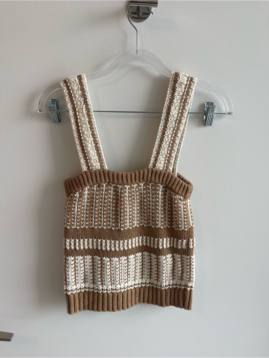 Veronica Beard Tops - Veronica Beard Cream and Brown Cropped Knit Tank Top